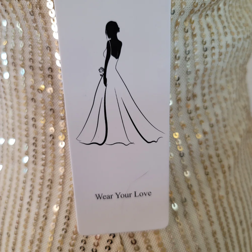 NWT Wear Your Love Gold Sequin Beige Dress Size 16 - Picture 7 of 7